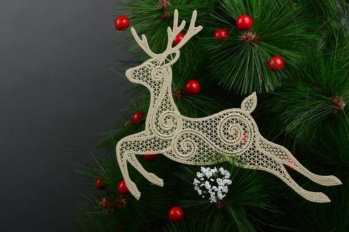 Deer Christmas toy lace toy openwork Christmas toy decorative use only - MADEheart.com