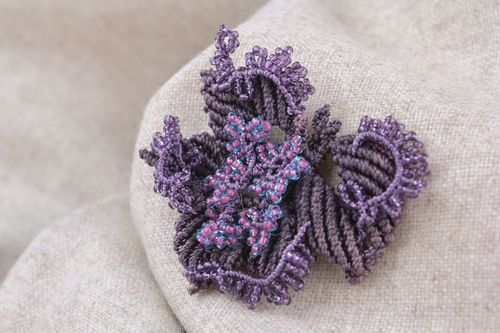 Broche trançado roxo Flor - MADEheart.com