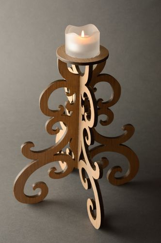 Carved wooden holder for tablet candle - MADEheart.com