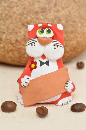Originelle keramische Figur Kater mit Bemalung schön künstlerische Handarbeit - MADEheart.com