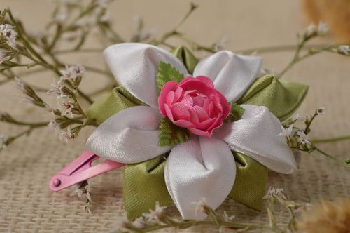 Handmade hair clip flower hair clip hair accessories for girls kanzashi flowers - MADEheart.com
