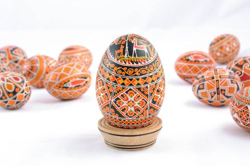 Расписное яйцо гусиное на Пасху красивое - MADEheart.com