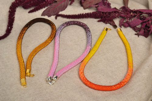 Colliers spirales Bijoux faits main 3 pcs perles de rocaille Accessoires femme - MADEheart.com