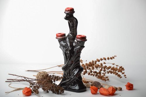 Candelabro de cerámica con forma de serpiente - MADEheart.com