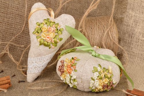 Conjunto de colgantes decorativos de tela natural artesanales bonitos 2 piezas - MADEheart.com