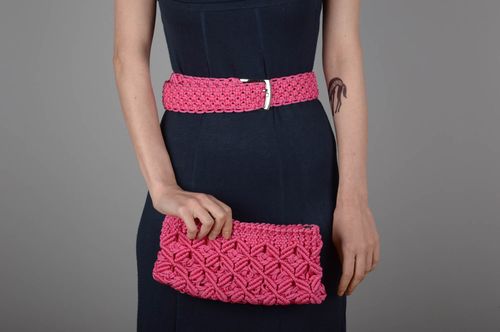 Handmade women accessories clutch bag womens belt macrame bag macrame belt - MADEheart.com