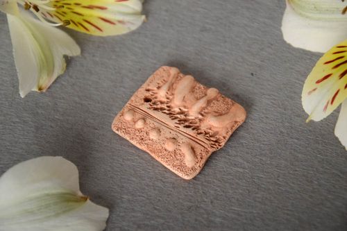 Handmade decorative ceramic element component for ethnic jewelry making - MADEheart.com