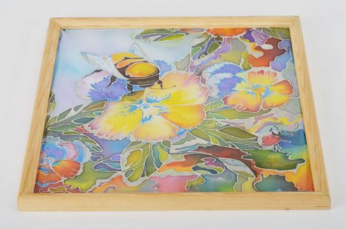 Beautiful unusual cold batik painting on fabric modern picture Bumblebee - MADEheart.com