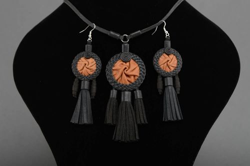 Genuine leather jewelry set - MADEheart.com