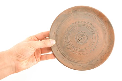 Flat ceramic plate kilned with milk - MADEheart.com