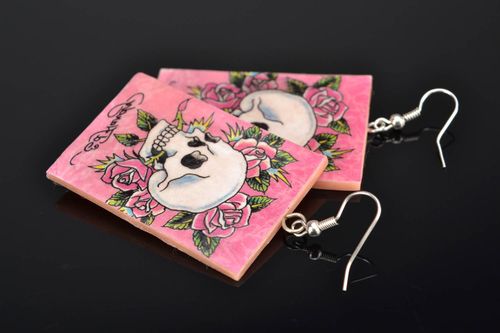 Polymer clay earrings with print - MADEheart.com