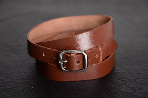 Unusual beautiful wide genuine leather bracelet designer unisex accessory - MADEheart.com