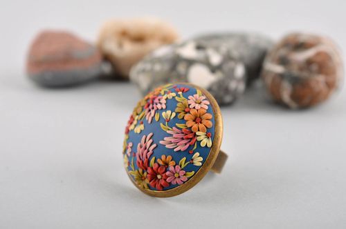 Кольцо ручной работы украшение из полимерной глины модные кольцо стильное - MADEheart.com