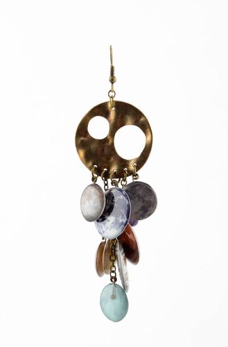 Orecchini pendenti fatti a mano bigiotteria in bronzo accessori di vetro - MADEheart.com