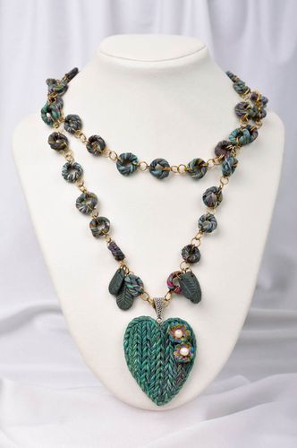 Collar hecho a mano de arcilla polimérica bisutería de moda accesorio para mujer - MADEheart.com