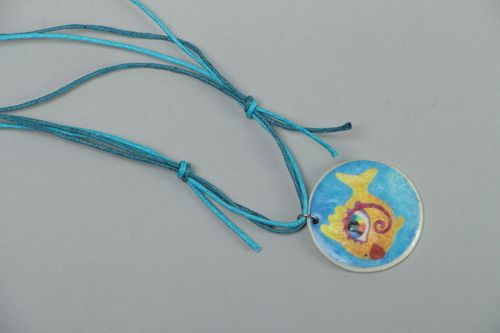 Round polymer clay pendant  - MADEheart.com