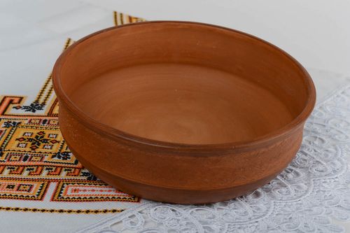 Beautiful handmade designer terracotta blue clay salad bowl 1.8 l - MADEheart.com
