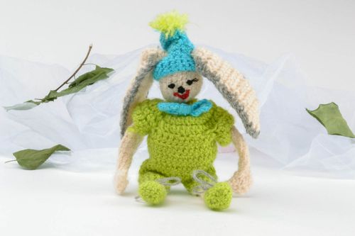 Soft toy hare in green - MADEheart.com