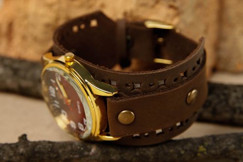 Pulsera para reloj hecha a mano de cuero accesorio de moda regalo para mujer - MADEheart.com