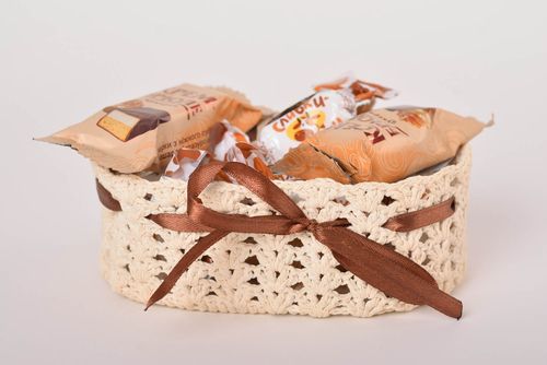 Handmade basket unusual basket gift ideas crocheted basket for interior decor - MADEheart.com