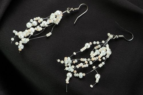 Long beaded earrings Bride - MADEheart.com