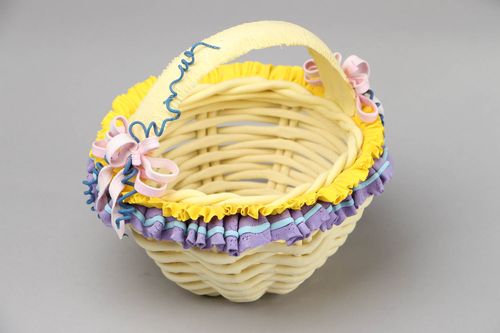Decorative basket made of polymer clay - MADEheart.com