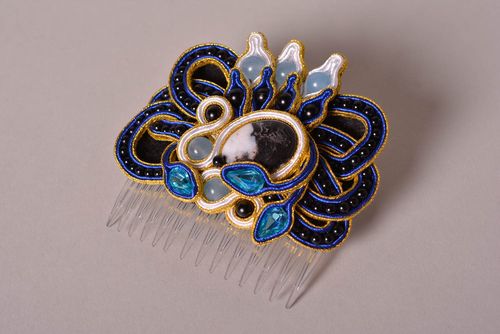 Handmade designer hair comb soutache hair jewelry hair accessories gifts for her - MADEheart.com