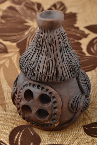 Clay oil burner in the form of brown house small handmade interior decor ideas - MADEheart.com