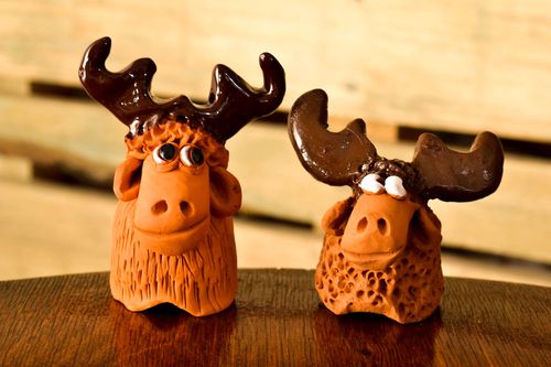 Animaletti in ceramica fatti a mano set di due figurine souvenir in terracotta - MADEheart.com