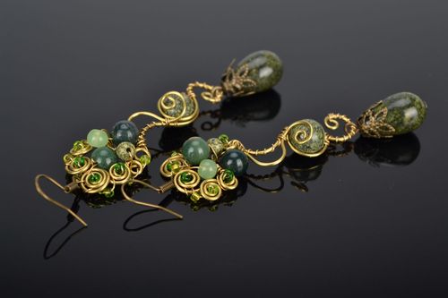 Handmade metal earrings with natural stones - MADEheart.com