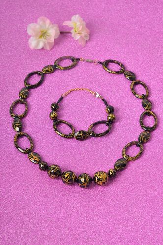 Damen Accessoires handmade Armband Frauen dunkel Damen Collier Set 2 Stück - MADEheart.com