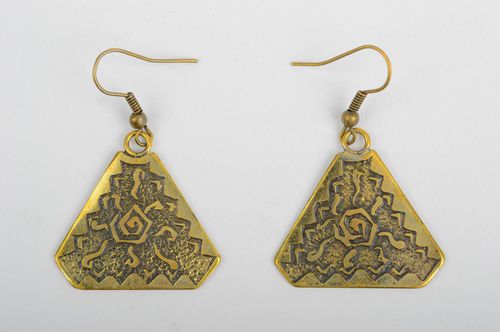 Handmade brass earrings metal craft cool jewelry designs best gifts for her - MADEheart.com