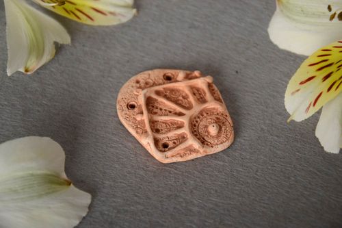 Handmade designer ceramic jewelry component with opening for pendant making  - MADEheart.com