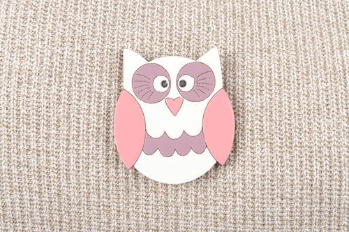 Handmade brooch made of wood cute owl brooch stylish winter jewelry gift - MADEheart.com