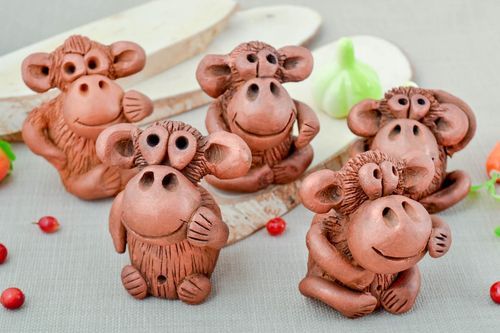 Handmade home decor ceramic figurines 5 animal figurines table decorating ideas - MADEheart.com