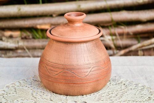 Azucarero original hecho a mano de cerámica utensilio de cocina pote con tapa - MADEheart.com
