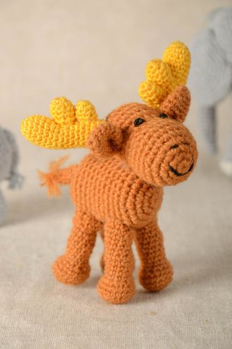 Muñeco de tela artesanal alce blando peluche original juguete para niños - MADEheart.com