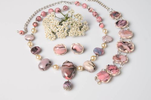 Juego de bisutería hecho a mano pendientes pegados accesorios para mujer - MADEheart.com
