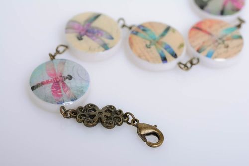 Künstler Armband mit Muster aus Polymerton in Decoupage Technik handmade  - MADEheart.com