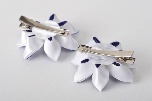 Handmade textile flower barrette baby hair clip 2 pieces accessories for girls - MADEheart.com
