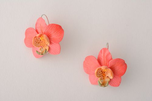 Polymer clay earrings Orchids - MADEheart.com