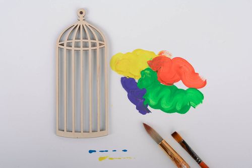Forme en bois à peindre originale Mini Cage - MADEheart.com