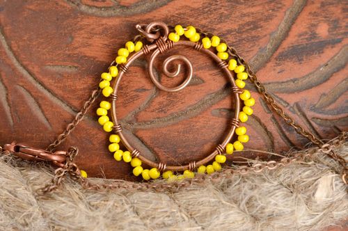 Schöner runder Anhänger handmade stilvoll Anhänger mit Kette Mode Schmuck zart - MADEheart.com