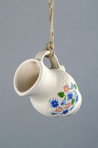 Handmade decorative clay white jug doe home décor 0,2 lb - MADEheart.com