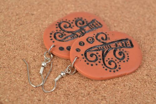 Handmade large earrings made of polymer clay and painted with acrylics - MADEheart.com