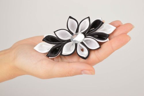 Unusual handmade textile barrette hair clip kanzashi flower elegant hair - MADEheart.com