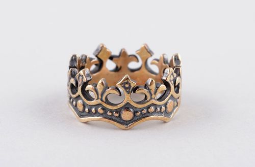 Handmade bronze ring bronze jewelry for women crown ring handmade jewelry - MADEheart.com