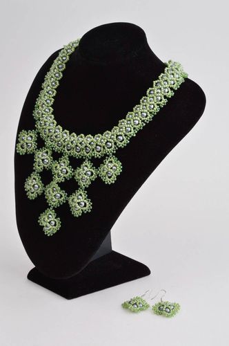 Rocailles Schmuck Set handmade Schmuck Damen Collier und Ohrringe für Damen   - MADEheart.com