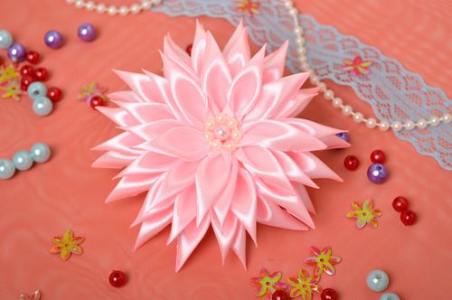 Handmade delicate scrunchy satin flower barrette scrunchies for children - MADEheart.com