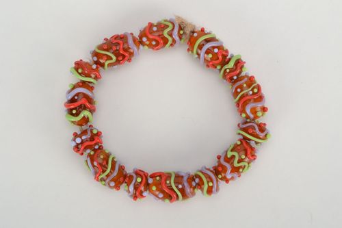 Perles au chalumeau faites main orange à motif - MADEheart.com